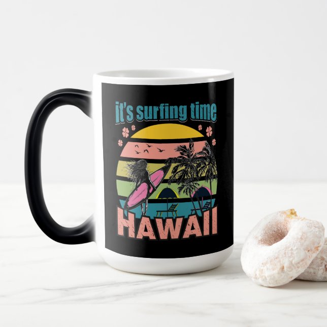 Caneca Mágica É hora de surfar no Havaí (Com Donut)