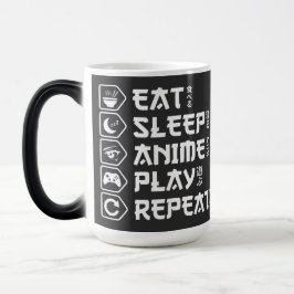 Caneca Mágica Eat Sleep Anime Play Repeat Otaku Anime Lifestyle