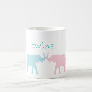 Caneca Mágica Elefante Gêmeo Rosa E Azul