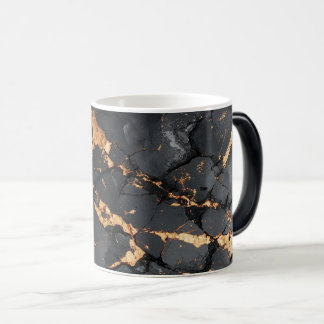 Caneca Mágica Elegant Black Marble with Gold Veins Modern Art