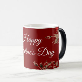 Caneca Mágica Elegant Floral Red Happy Valentine’s Day