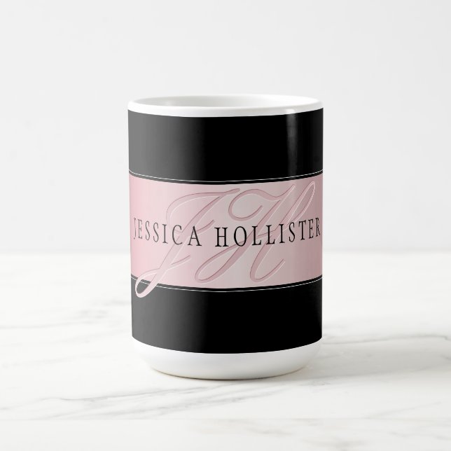 Caneca Mágica Elegante Blush Faux Rosa Dourado | Nome e Iniciais (Center)