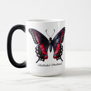Caneca Mágica Elegante Borboleta Andorinha de Corpo Vermelho Wra