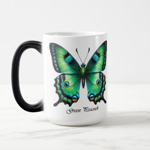 Caneca Mágica Elegante Envoltório de Borboleta Pavão Verde