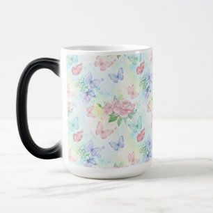Caneca Mágica Elegante Impressão Sem Costura de Borboleta