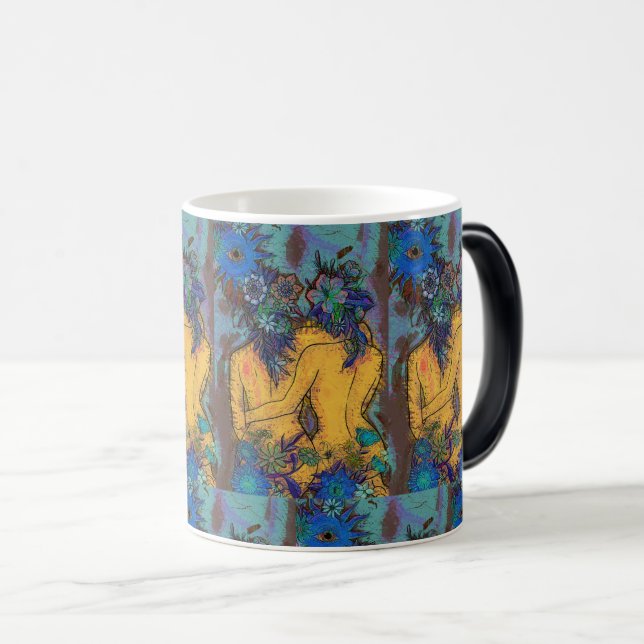 Caneca Mágica Embrião Floral Elegante com Sol e Arte Ocular (Frente Esquerda)