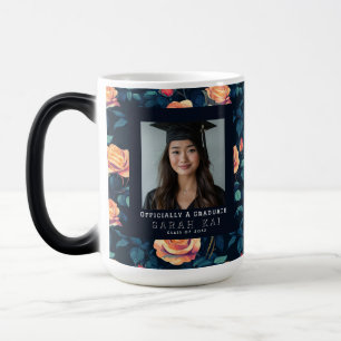 Caneca Mágica Enfermeira Certificada com Padrão de Rosa Elegante