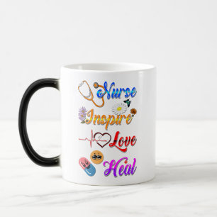 Caneca Mágica Enfermeira Copos Inspire Amor Cura Med Terapeuta