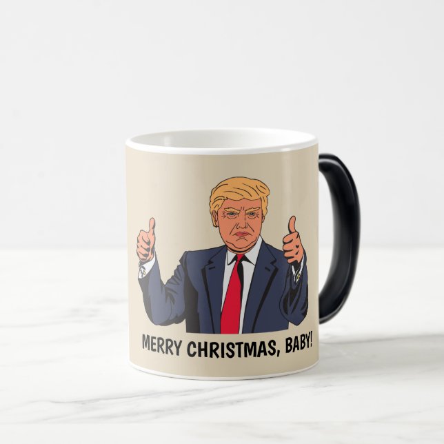 Caneca Mágica Engraçado Donald Trump Coffee Mogs, Mumbs para cim (Frente Esquerda)