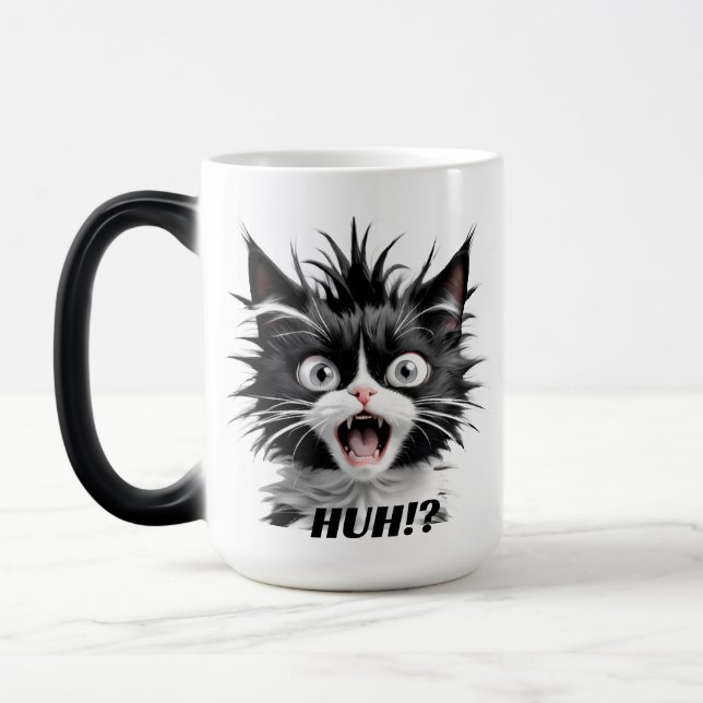 Caneca Mágica Engraçado Huh Cat Memotes | Coffee Mug (Esquerda)
