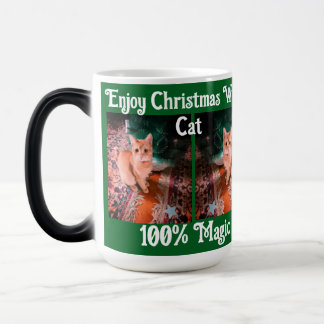Caneca Mágica Enjoy Christmas With Cat Photo text customize