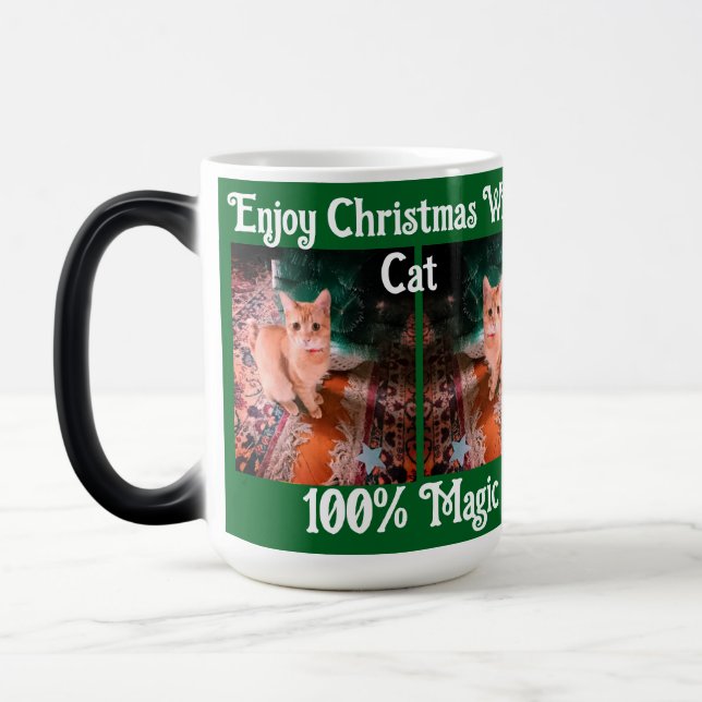 Caneca Mágica Enjoy Christmas With Cat  Photo text customize (Esquerda)