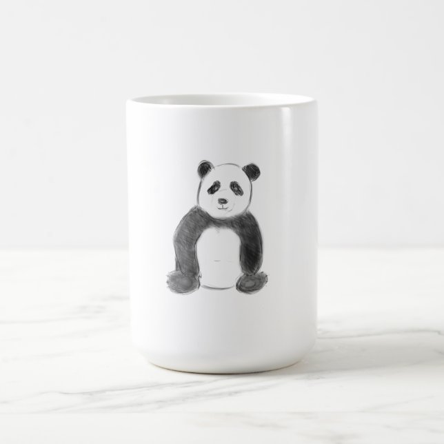 Caneca Mágica Esboço preto e branco do panda (Center)