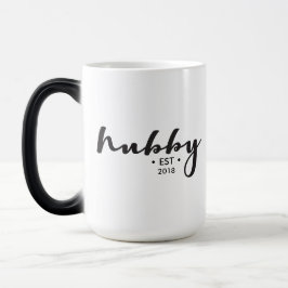 Caneca Mágica Escrito Personalizado Hubby de ano estabelecido mo