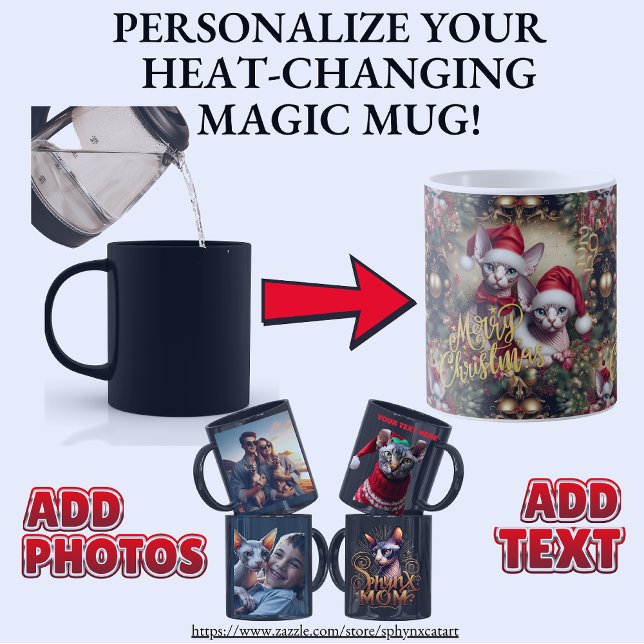 Caneca Mágica Esphynx Cat Mug Personalizada Foto Magic Morphing (Sphynx Cat Create Your Own Photo Gift Magic Mug)