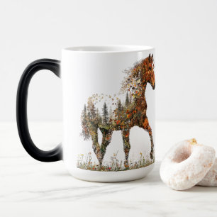 Caneca Mágica Espírito Selvagem – Silhueta de Cavalo na Floresta