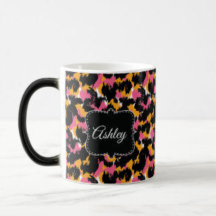 Caneca Mágica Estampa de Guepardo Elegante Rosa Monograma Person