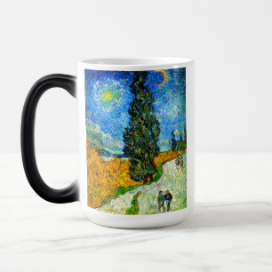 Caneca Mágica Estrada de Van Gogh com Cipreste e Estrela