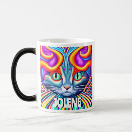 Caneca Mágica Etiqueta Personalizada | Gato Místico Único