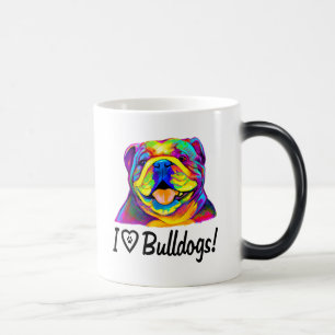 Caneca Mágica Eu amo buldogues nas cores