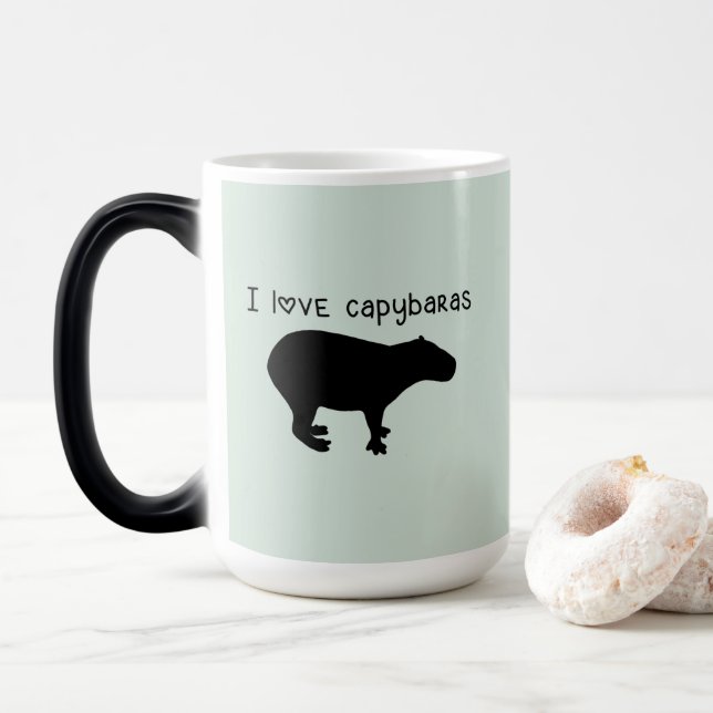 Caneca Mágica Eu Amo Capybaras Mágica Morphing Mug (Com Donut)