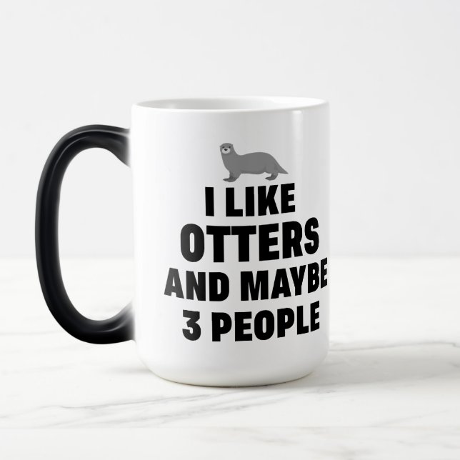 Caneca Mágica Eu gosto do Otters e talvez do 3 pessoas Engraçado (Esquerda)