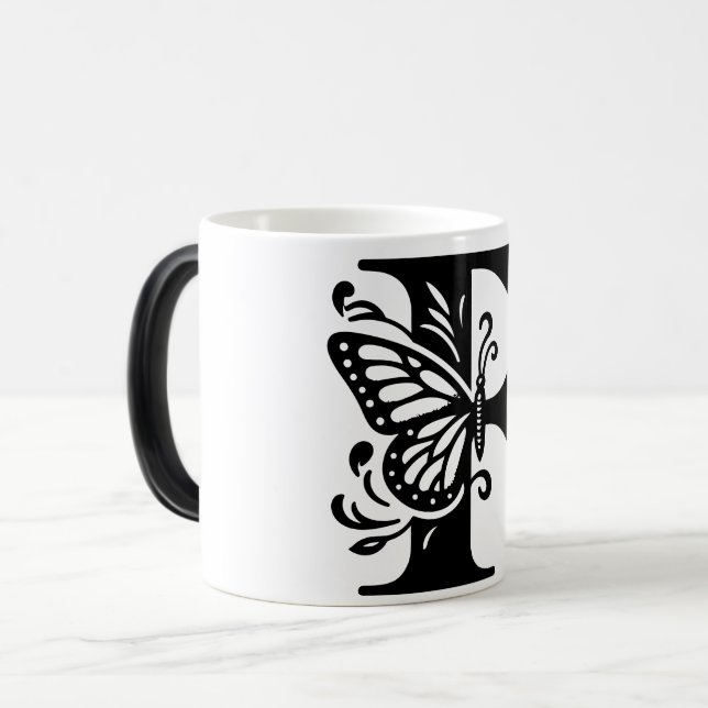 Caneca Mágica F Alphabet black butterfly (Frente Esquerda)