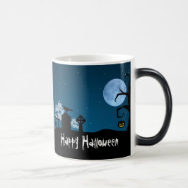 Caneca Mágica Fantasmas do Dia das Bruxas no cemitério