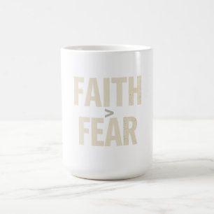 Caneca Mágica Fé Acima do Medo Motivação Cristã Minimalista