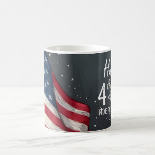 Caneca Mágica Feliz 4 de Julho Ilustração de Arte de Bandeira Vi