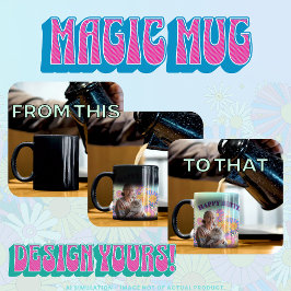 Caneca Mágica Feliz aniversário! Gato no Jardim Flor Psicodélico