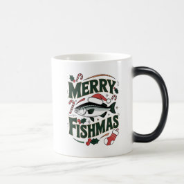 Caneca Mágica Feliz de Natal Engraçado de Pesca com Design