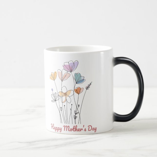 Caneca Mágica Feliz Dia de as mães Mug - Um Bonito Presente Flor (Direita)