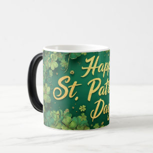 Caneca Mágica Feliz Dia de São Patrício com Design de Trevo