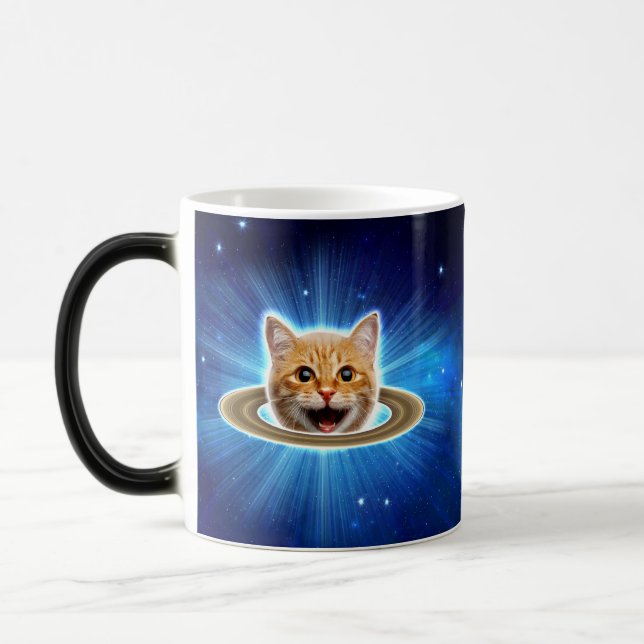 Caneca Mágica Feliz gato no espaço. (Esquerda)