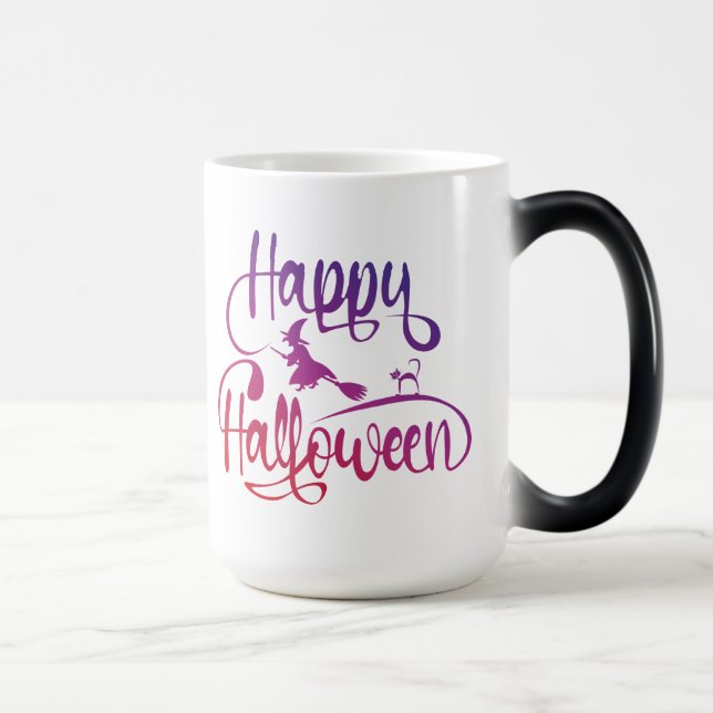 Caneca Mágica Feliz Halloween gradient voando feiticeiro (Direita)