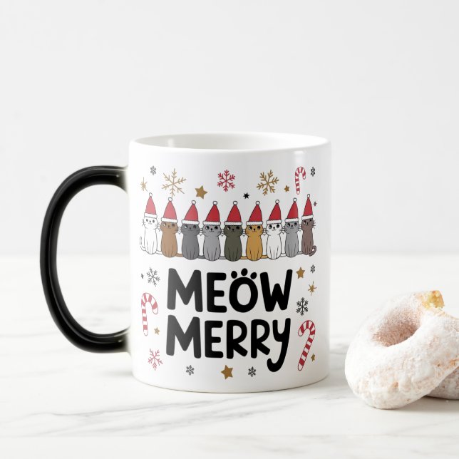 Caneca Mágica Feliz Meowy Catmas Mug (Com Donut)