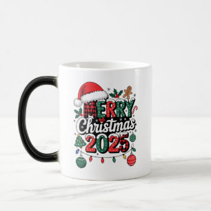 Caneca Mágica Feliz Natal 2025 Família Chapéu de Papai Noel Engr