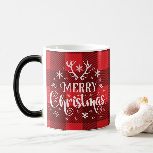 Caneca Mágica Feliz Natal Flocos de Neve, Feliz ano novo (Com Donut)