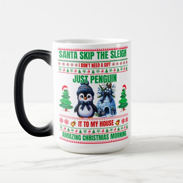 Caneca Mágica Feliz Natal Para O Presente Pinguim (Esquerda)