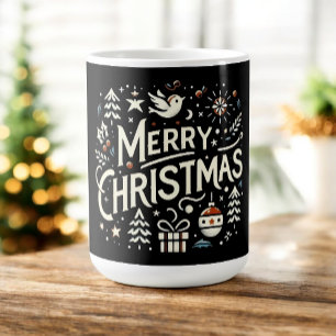 Caneca Mágica Feliz Natal Tipografia Gráfica Branca