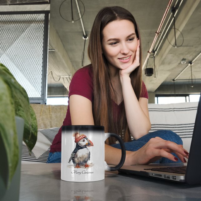 Caneca Mágica Feliz Puffin, personalizado (Criador carregado)