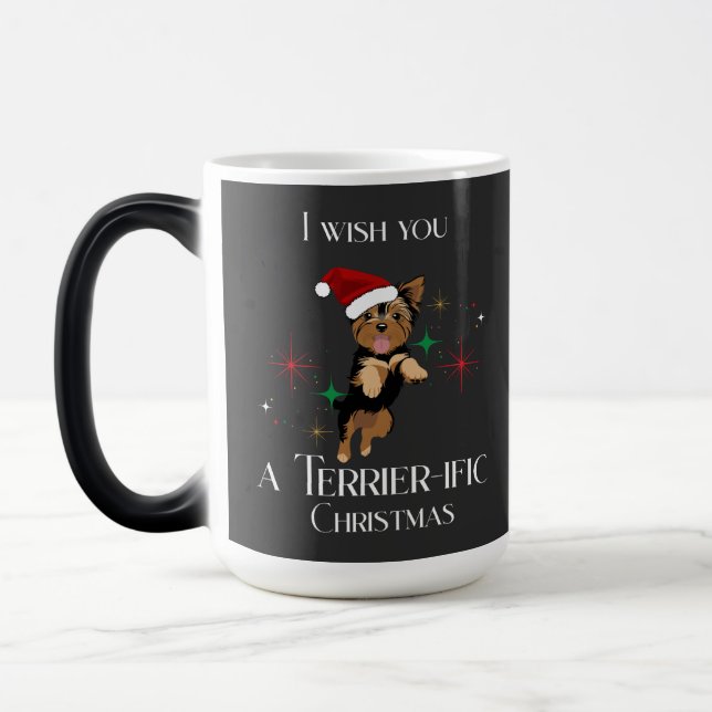 Caneca Mágica Feriado de Natal Cachorro Feliz e Terrier (Esquerda)