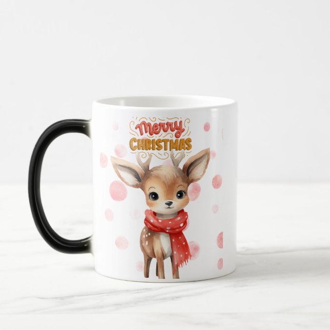 Caneca Mágica Festivo De Natal-Cute Reindeer-Mug (Esquerda)