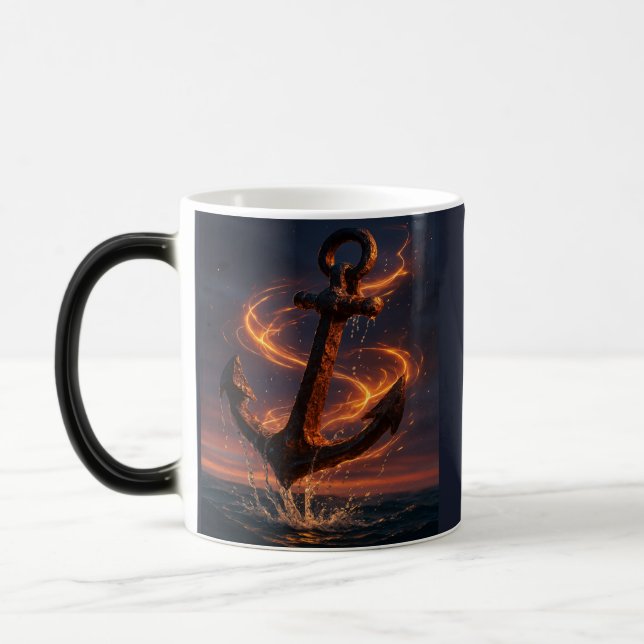 Caneca Mágica Fiery Rustic Anchor – Nautical Fantasy Wall Art (Esquerda)