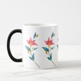 Caneca Mágica Flor de aquarela rosa