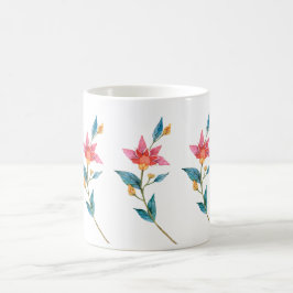 Caneca Mágica Flor de aquarela rosa