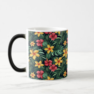 Caneca Mágica Flor Tropical Hibiscus Padrão Sem Costura