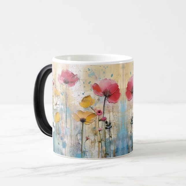 Caneca Mágica Floral Bloom Watercolor Abstrato (Frente Esquerda)