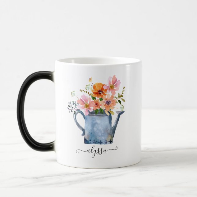 Caneca Mágica Floral De Aquarela Pintada À Mão (Esquerda)